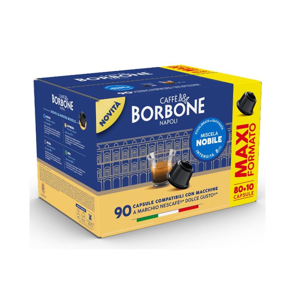 CAFFE'' BORBONE MISCELA NOBILE (BLU) - BOX 90 CAPSULE COMPATIBILI NESCAFE'' DOLCE GUSTO CFBDGBBLUNOBILE80+1N