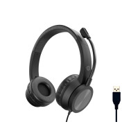 CUFFIA C/MICROFONO USB BK CANC.RUMORE CONTR.REMOTO CAVO 2MT