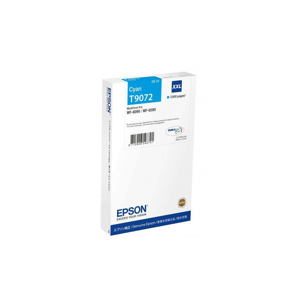 ORIGINAL Epson Cartuccia d'inchiostro ciano C13T90724N T9072 XXL ~7000 Seiten 69ml