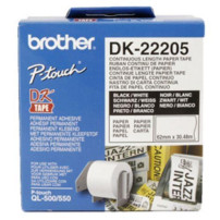 NASTRO BROTHER DK-22205 ADESIVO Nero/Bianco 62mm x 30.48m X QL-500 QL-550 QL-1050 QL-1050N QL-570 QL-700 QL-710W QL-800 QL-810W