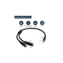 StarTech.com Cavo splitter stereo slim - Maschio 3,5 mm a 2 femmina 3,5 mm - 3.5mm - Maschio - 2x3.5mm - Femmina - 0,2 m - Nero