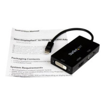 StarTech.com Adattatore Mini DisplayPort da viaggio VGA/DVI/HDMI - Convertitore mDP 3 in 1 - 0,15 m - Mini DisplayPort - DVI-D +