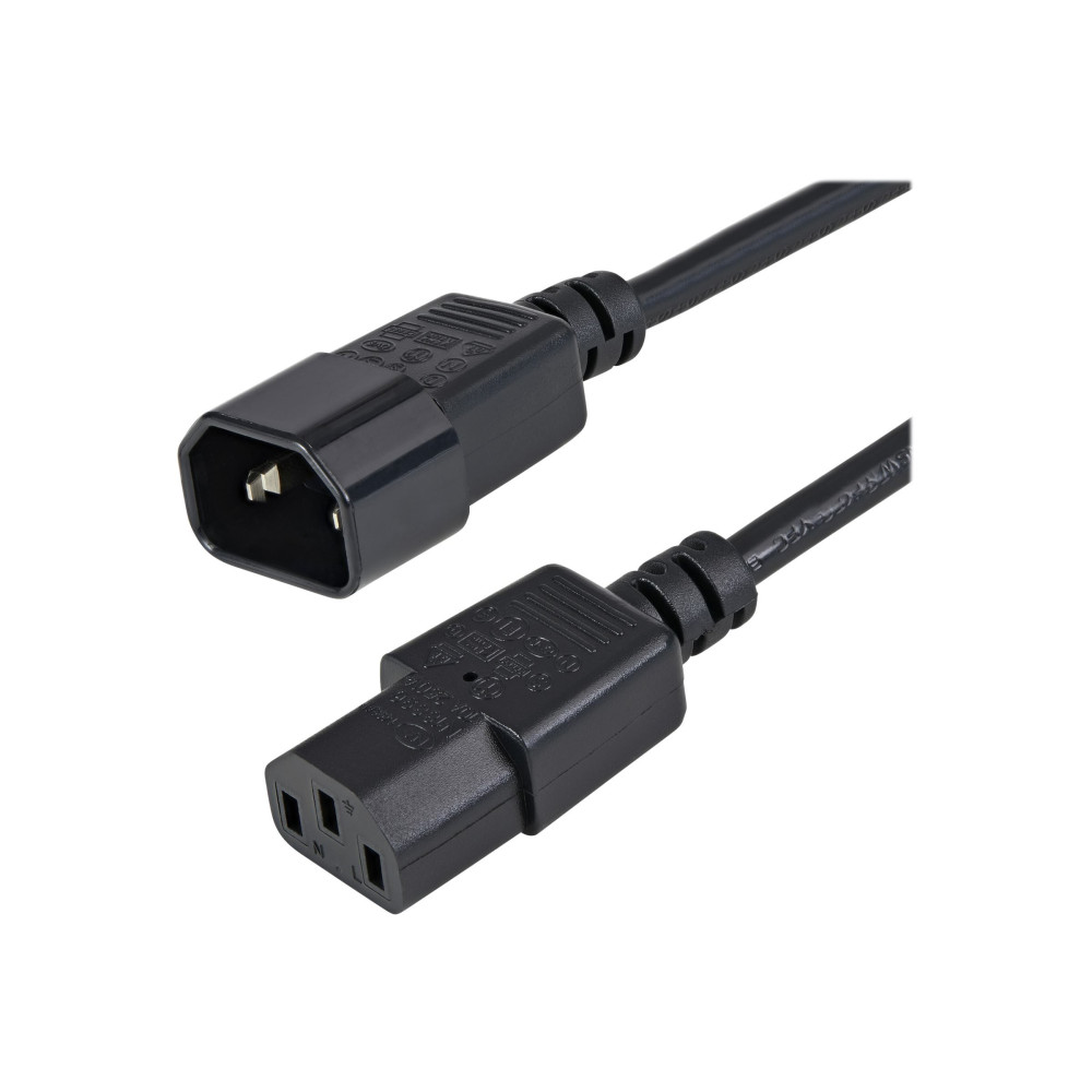 StarTech.com 1 m cavo elettrico di prolungamento, C14 a C13, 10A 125V, 18AWG, cavo elettrico di prolungamento per computer, IEC-