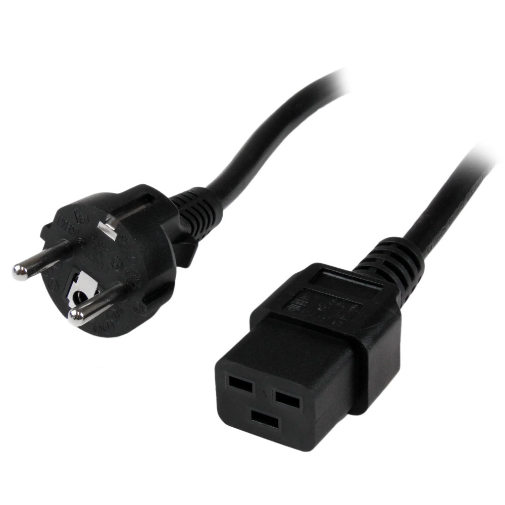 StarTech.com 2 m Cavo elettrico per computer, 16AWG, Schuko EU su C19, 16A 250V, cavo di sostituzione AC, cavo elettrico per sta