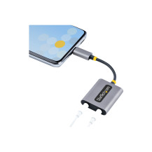 StarTech.com USB-C Divisore di Testina, Adattatore per Due Set di Caschi USB Tipo C con Input Microfono, Adattatore da USB C a 3