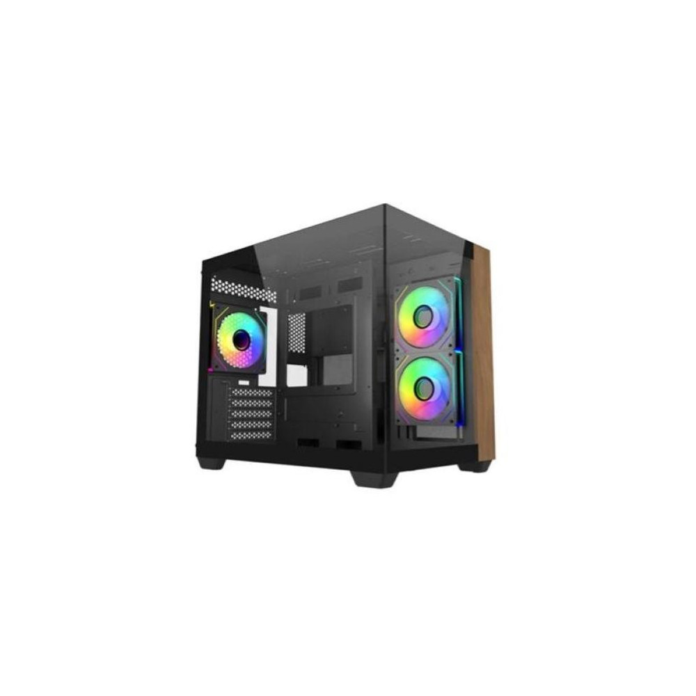 CASE MIDITOWER NO PSU WOOD 481BK VETRO SX - ATX MATX MITX - WOOK BK