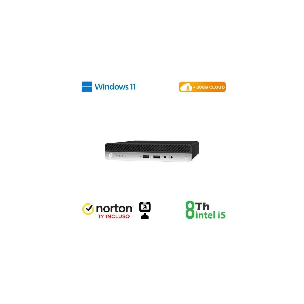 ULTRA MINI PC HP RINOVO REFURBISHED DM 400 G4 RN65522382 i5-8x00T 8GB SSD 256GB W11P WEB + CLOUD 20GB + NORTON RN65522382 HP REF