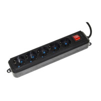 MULTIPRESA LINK 5 POSTI UNIVERSALI ITA/SCHUKO 10/16 A - SPINA 16 A CON INTERRUTTORE, NERA LKMP05N
