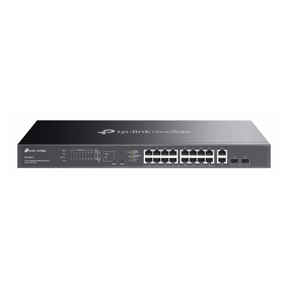 SWITCH TP-LINK OMADA ES220GMP 16P PoE+ LAN GIGABIT 10/100/1000Mbps RJ45 +2P UPLINK RJ45+2P SFP Budget 250W Easy Managed Switch