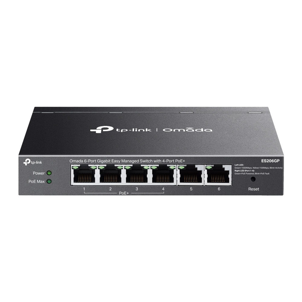 SWITCH TP-LINK OMADA ES206GP 6P LAN GIGABIT DESKTOP 10/100/1000Mbps RJ45 Desktop Easy Managed Switch 4P GIGABIT POE+
