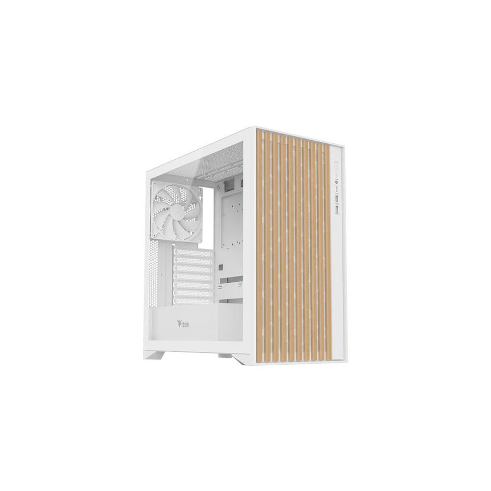 ITEK CASE WOODY, GAMING TOWER, ATX, 3X12CM BLACK FAN, 2XUSB3, TYPE-C,  WOOD FRONT, TEMP GLASS SIDE P