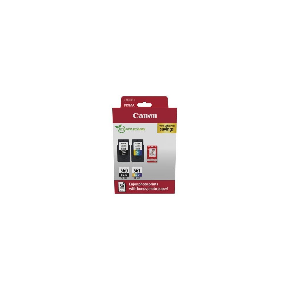 INK CANON PG-560-CL-561 MULTIPACK BLISTER 1 serbatoio nero PG-560 + n.1 cartuccia 3 colori CL-561 x TS5350i - 3713C008