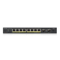 SWITCH ZYXEL GS1100-10HP UNMANAGED 8P Gigabit (fino a 120W) +2P SFP Gigabit design senza ventole Desktop