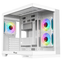 CASE ITEK TOWER "DARK CAVE DS" Gaming Tower 2*USB3,1*USB-C 3*12cm fan ARGB, Side & Front Panel Temp Glass, BIANCO-  ITGCADCDSW