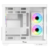 CASE ITEK TOWER "DARK CAVE DS" Gaming Tower 2*USB3,1*USB-C 3*12cm fan ARGB, Side & Front Panel Temp Glass, BIANCO-  ITGCADCDSW
