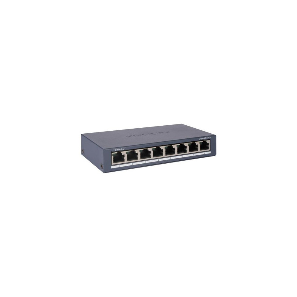 HIKVISION SWITCH 8 PORTE GIGABIT RJ45 PORTS, DESKTOP STEEL CASE UNMANAGED SWITCH