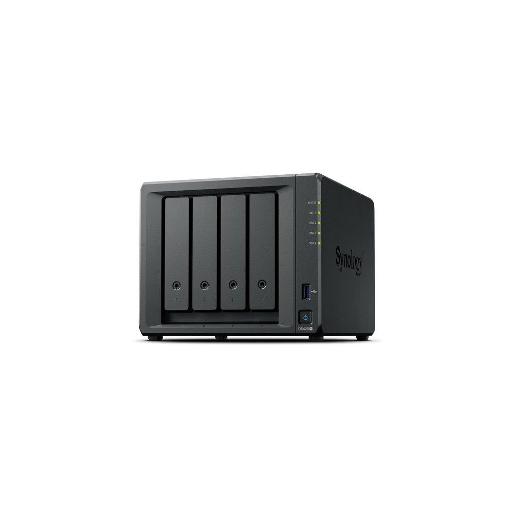 SYNOLOGY NAS TOWER 4X SATA, 2X NVME, MAX 40 CAM, CELERON J4125, 2GB RAM, 2.5GBE, USB 3.2,  compatibilit solo con i dischi synolo