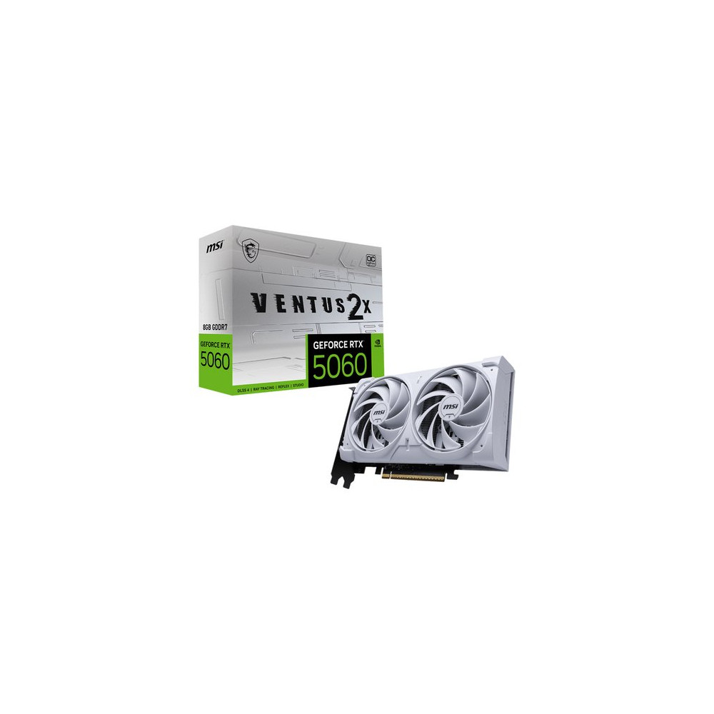 MSI VGA GEFORCE RTX 5060, RTX 5060 8G VENTUS 2X OC WHITE, 8GB GDDR7, HDMI/DP*3, ATX, DUAL FAN, OC, B