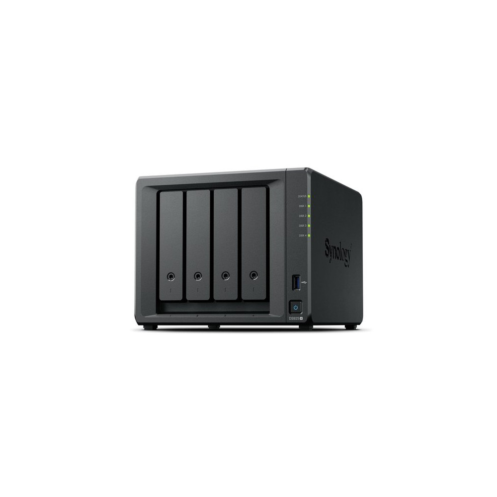 NAS SYNOLOGY DS925+ X 4HD/SSD 3.5"/2.5"SATA-NO HD-AMD RYZEN V1500B--DDR4 4GB-2P GIGA-2P USB-1P  compatibilit solo con i dischi s