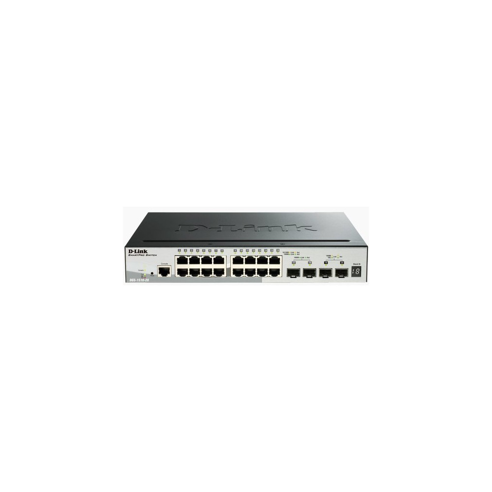 D-LINK SWITCH 16 PORTE GIGABIT + 2 PORTE SFP + 2 PORTE SFP SMART MANAGED STACKABLE
