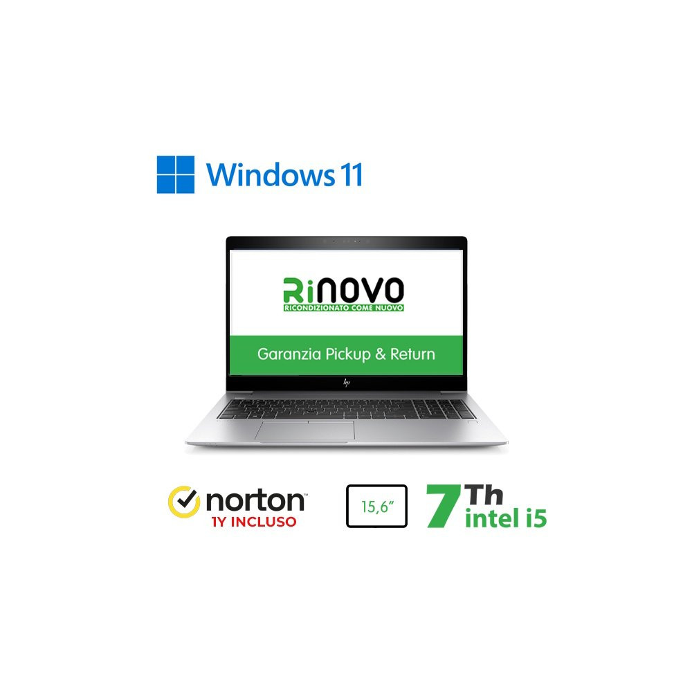 RINOVO HP NB 15.6 REFURBISHED 850 G5 i5-7X00U DDR4 16GB 256GB 3 MESI BATT+NORTON NO DVD  WIN 11 PR