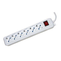 MULTIPRESA LINK 6 POSTI UNIVERSALI ITA/SCHUKO 10/16 A - SPINA 16 A CON INTERRUTTORE, BIANCA LKMP06