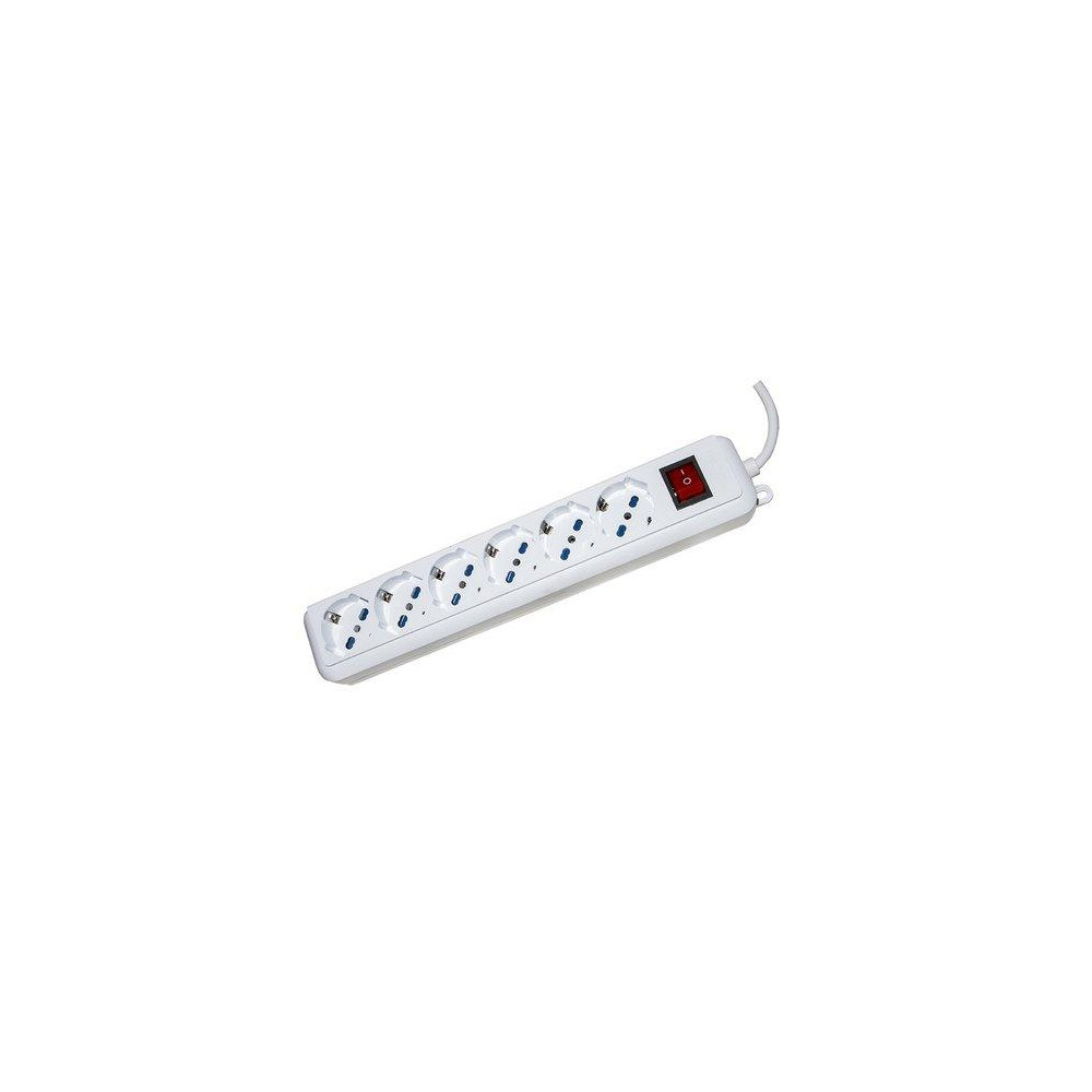 MULTIPRESA LINK 6 POSTI UNIVERSALI ITA/SCHUKO 10/16 A - SPINA 16 A CON INTERRUTTORE, BIANCA LKMP06