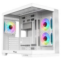 CASE ITEK TOWER "DARK CAVE DS" Gaming Tower 2*USB3,1*USB-C 3*12cm fan ARGB, Side & Front Panel Temp Glass, BIANCO-  ITGCADCDSW