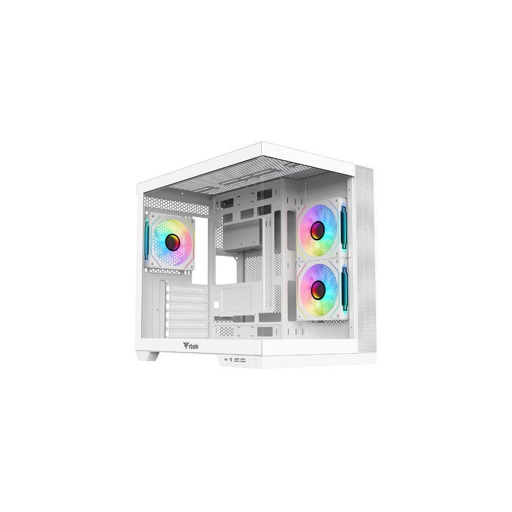 CASE ITEK TOWER "DARK CAVE DS" Gaming Tower 2*USB3,1*USB-C 3*12cm fan ARGB, Side & Front Panel Temp Glass, BIANCO-  ITGCADCDSW