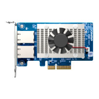 QNAP Dual-port BASET 10GbE network expansion card; low-profile form factor; PCIe Gen3 x4; Aquantia AQC107 - QXG-10G2T