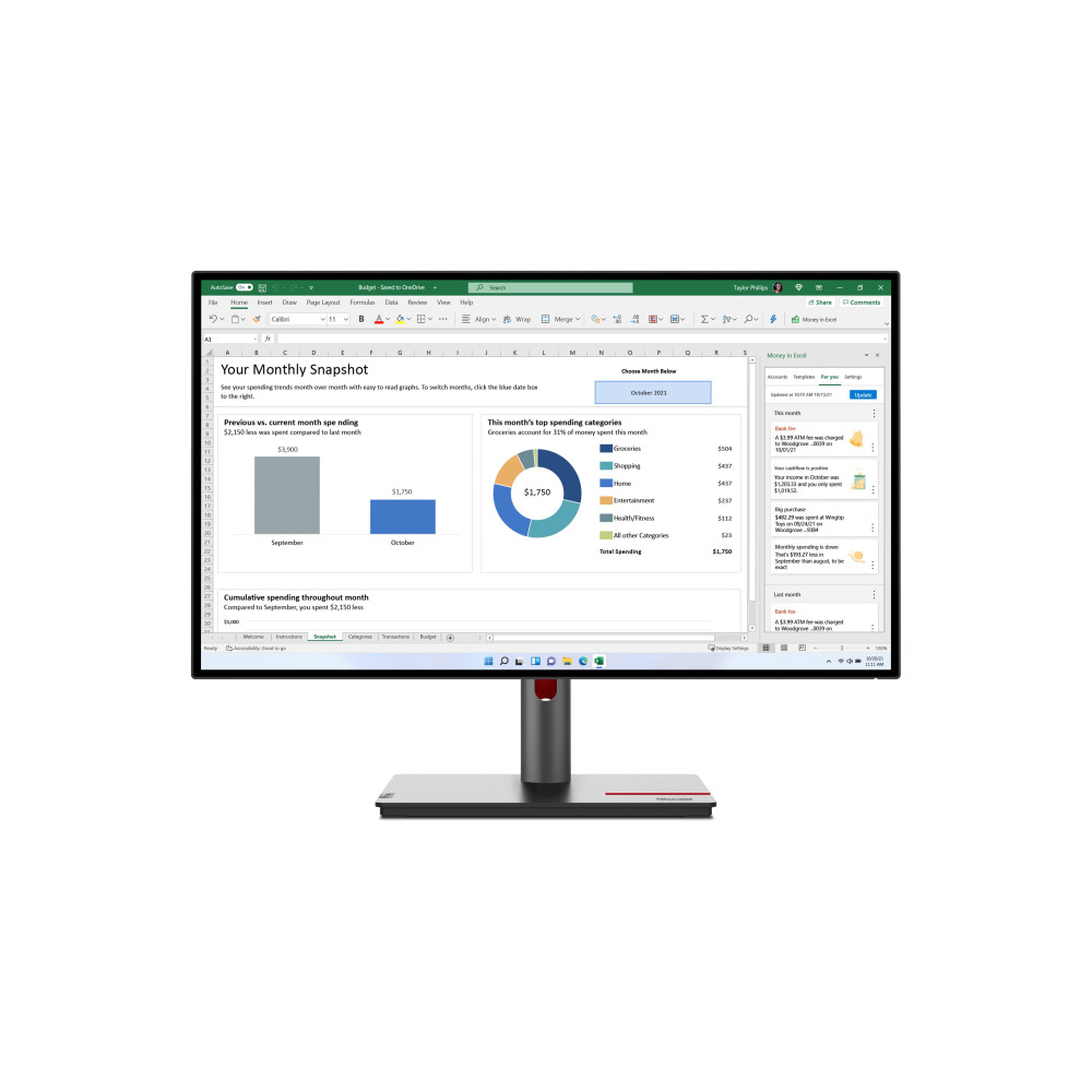 Lenovo ThinkVision P27h-30 LED display 68,6 cm (27") 2560 x 1440 Pixel Quad HD LCD Nero
