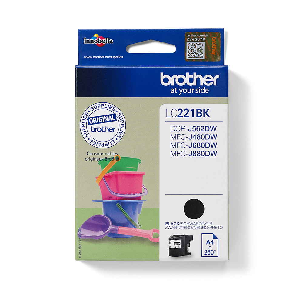 ORIGINAL Brother Cartuccia d'inchiostro nero LC221BK LC-221 ~300 Seiten 7,1ml
