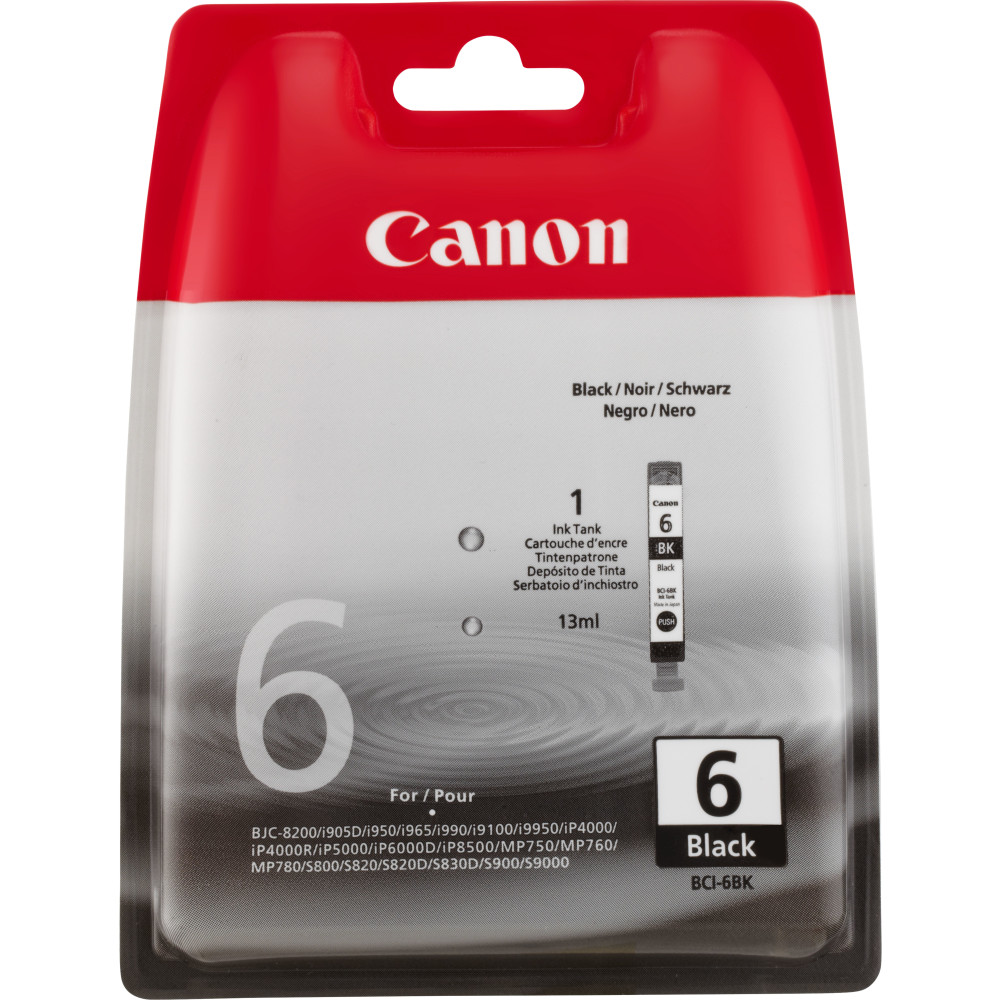 INK CANON BCI-6BK Nero 13ML I9950 IP4000 IP4000R IP5000 IP6000D IP8500 MP750 MP760 MP780