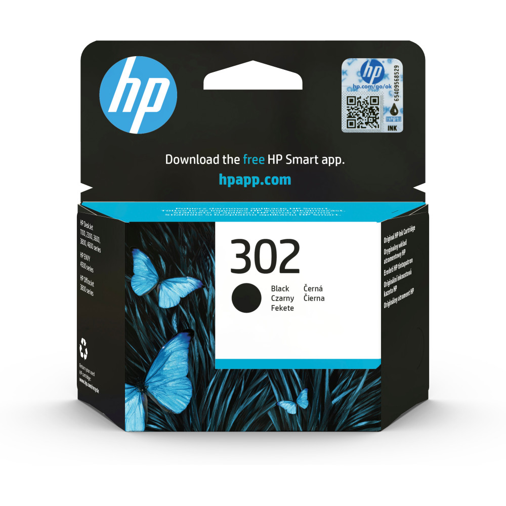 ORIGINAL HP Cartuccia d'inchiostro nero F6U66AE 302 ~170 Seiten