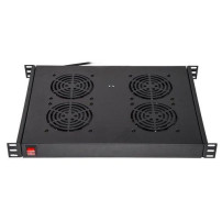 RIPIANO LINK PER ARMADI RACK19" CON 4 VENTOLE NERO 4 AGGANCI 483x330x44mm CON TERMOSTATO LKFAN4R