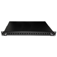 CASSETTO FIBRA OTTICA 24 PORTE PER ADATTATORI LC DUPLEX E SC SIMPLEX 1 UNITA PER INST 19" NERO CON BINARI TELESCOPICI LKFO24N