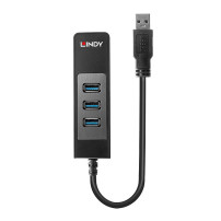 HUB MINI LINDY USB 3.0 3 PORTE + GIGABIT ETHERNET - 43176