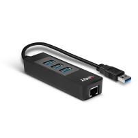 HUB MINI LINDY USB 3.0 3 PORTE + GIGABIT ETHERNET - 43176