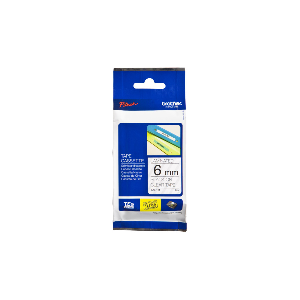 NASTRO BROTHER TZ111 6mm Nero/Trasparente x PT900 PT-H75 PT-1080BTS