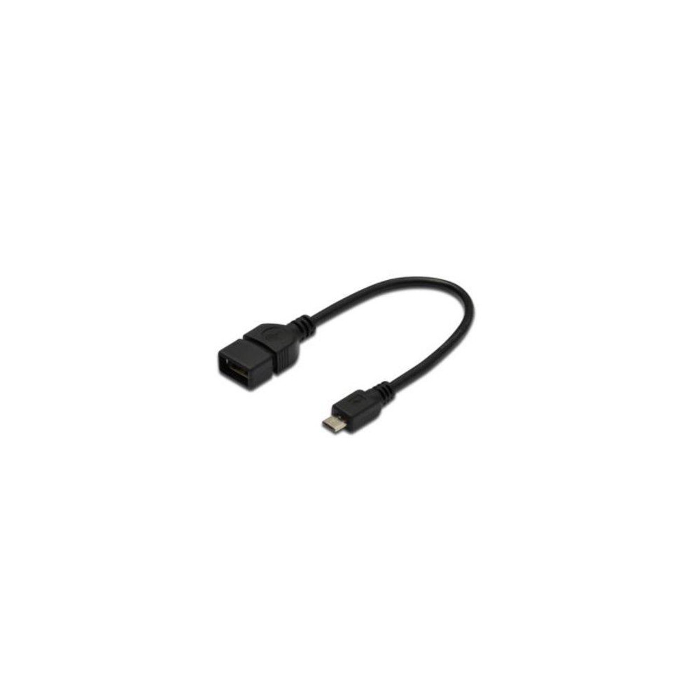 CAVO ADATTATORE DIGITUS OTG USB 2.0 MICRO-B TO USB A, M/F, 0,20MT, NERO, AK300309002S
