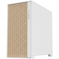 CASE ITEK TOWER "Case WOODY" Gaming Tower 2*USB3,1*USB-C 3*12cm fan ARGB,  Temp Glass Sidel, BIANCO+Wood Front -  ITGCAWO28W