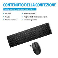 KIT HP 655 TASTIERA + MOUSE Wireless 4R009AA