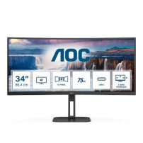 MONITOR AOC LED 34" Wide CURVED CU34V5C/BK VA 3440x1440 4ms 300cd/mq 20.000.000:1 2x5W MM Reg.H HDMI DP USB-C docking