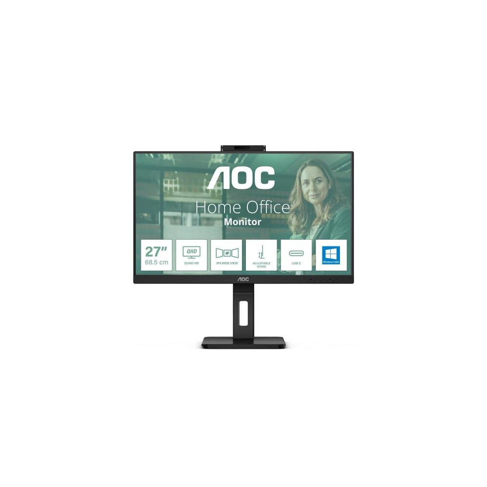 MONITOR AOC LED 27" Wide Q27P3QW IPS 2560x1440 4ms 350cd/mq 20.000.000:1 2x5W MM WEBCAM PIVOT Reg.H 2HDMI DP