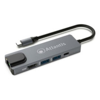 MINI DOCKING ATLANTIS A04-TC_LANHD+PU IN: 1xUSB-C OUT: 1xHDMI 1.4; 1xGigabit Lan; 2xUSB3.0; 1xUSB-C 1920x1080@60Hz 18cm