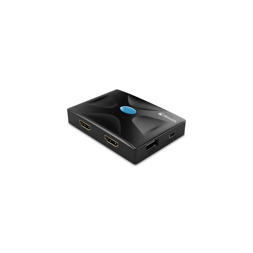 KVM HDMI ATLANTIS P021-MTHK02 SWITCH USB Tastiera, Mouse, video HDMI a 2 porte Ingresso/Uscita Include 2 cavi di collegam.