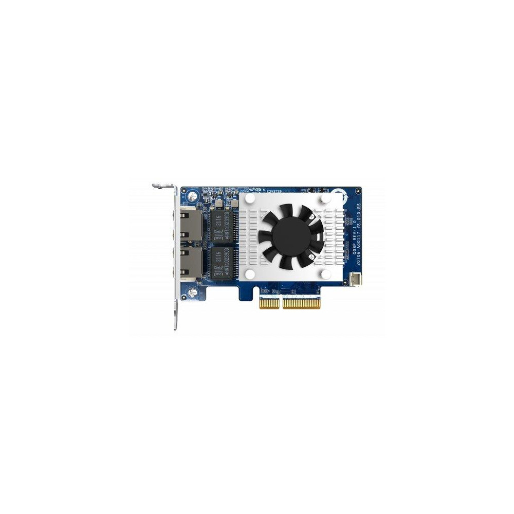 QNAP Dual-port BASET 10GbE network expansion card; low-profile form factor; PCIe Gen3 x4; Aquantia AQC107 - QXG-10G2T