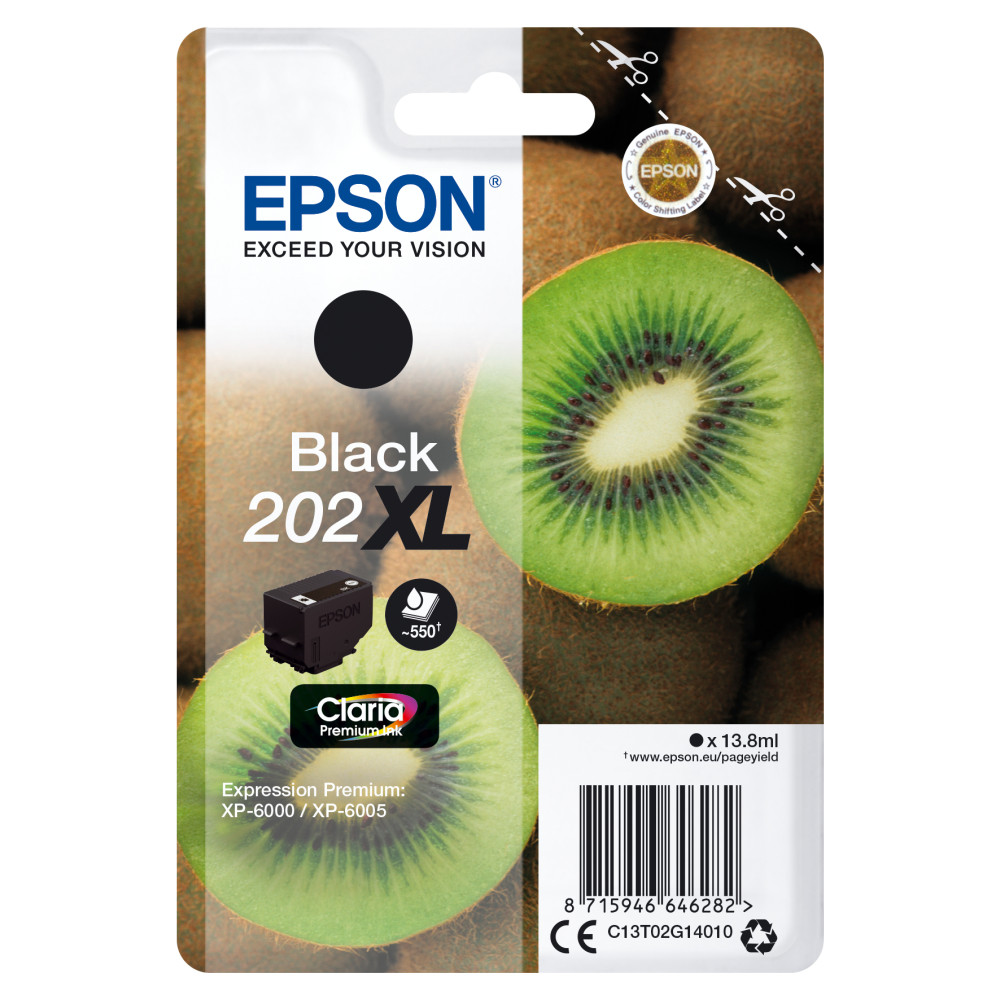 ORIGINAL Epson Cartuccia d'inchiostro nero C13T02G14010 202XL ~550 Seiten 13,8ml
