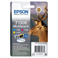 ORIGINAL Epson Multipack ciano / magenta / giallo C13T13064012 T1306 ~790 Seiten 3 cartucce d'inchiostro: T1302 + T1303 + T1304