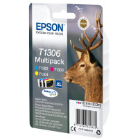 ORIGINAL Epson Multipack ciano / magenta / giallo C13T13064012 T1306 ~790 Seiten 3 cartucce d'inchiostro: T1302 + T1303 + T1304
